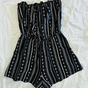 H&M black & white strapless romper